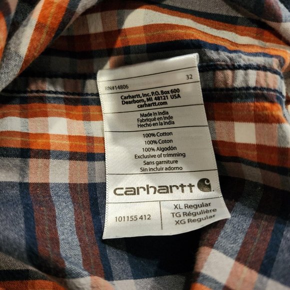 Carhartt Men's Shirt Button Down Short‎ Sleeve Relaxed Fit XL Front Pocket Plaid - Picture 4 of 8